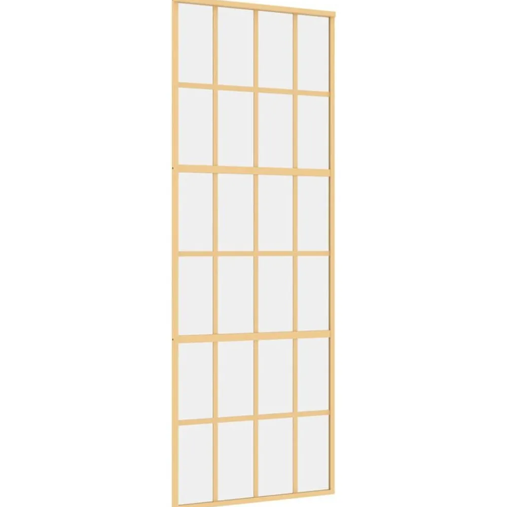 Matériaux De Construction-vidaXL Porte coulissante 76x205 cm verre ESG clair et aluminium Doré