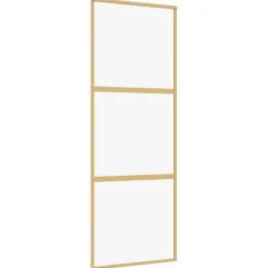 Matériaux De Construction-vidaXL Porte coulissante 76x205 cm verre ESG clair et aluminium Doré