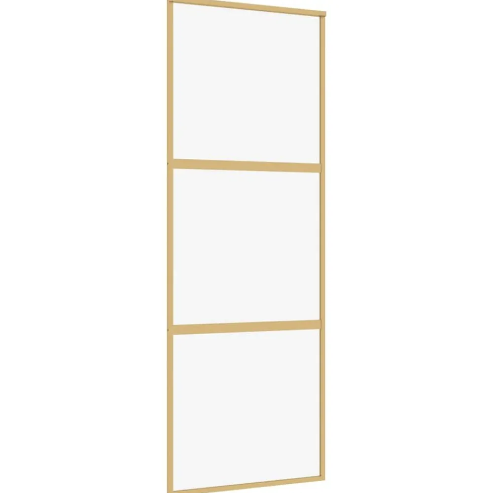 Matériaux De Construction-vidaXL Porte coulissante 76x205 cm verre ESG clair et aluminium Doré