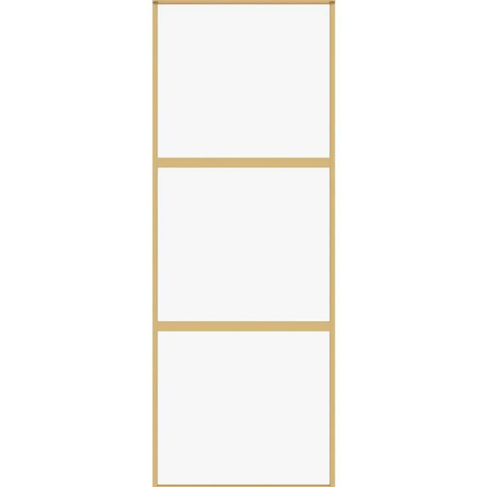 Matériaux De Construction-vidaXL Porte coulissante 76x205 cm verre ESG clair et aluminium Doré