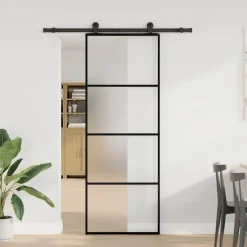 Matériaux De Construction-vidaXL Porte coulissante avec kit de quincaillerie 76x205 cm Verre ESG matt