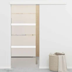 Matériaux De Construction-vidaXL Porte coulissante Verre ESG et aluminium 76x212 cm Argenté
