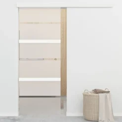 vidaXL Porte coulissante butées souples Verre ESG aluminium 76x205 cm
