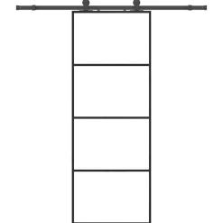 Matériaux De Construction-vidaXL Porte coulissante kit de quincaillerie 76x205 cm verre ESG Noir