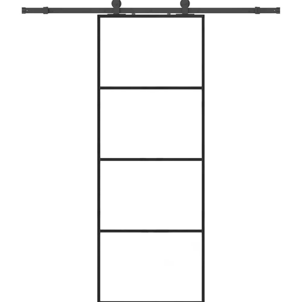 Matériaux De Construction-vidaXL Porte coulissante kit de quincaillerie 76x205 cm verre ESG Noir