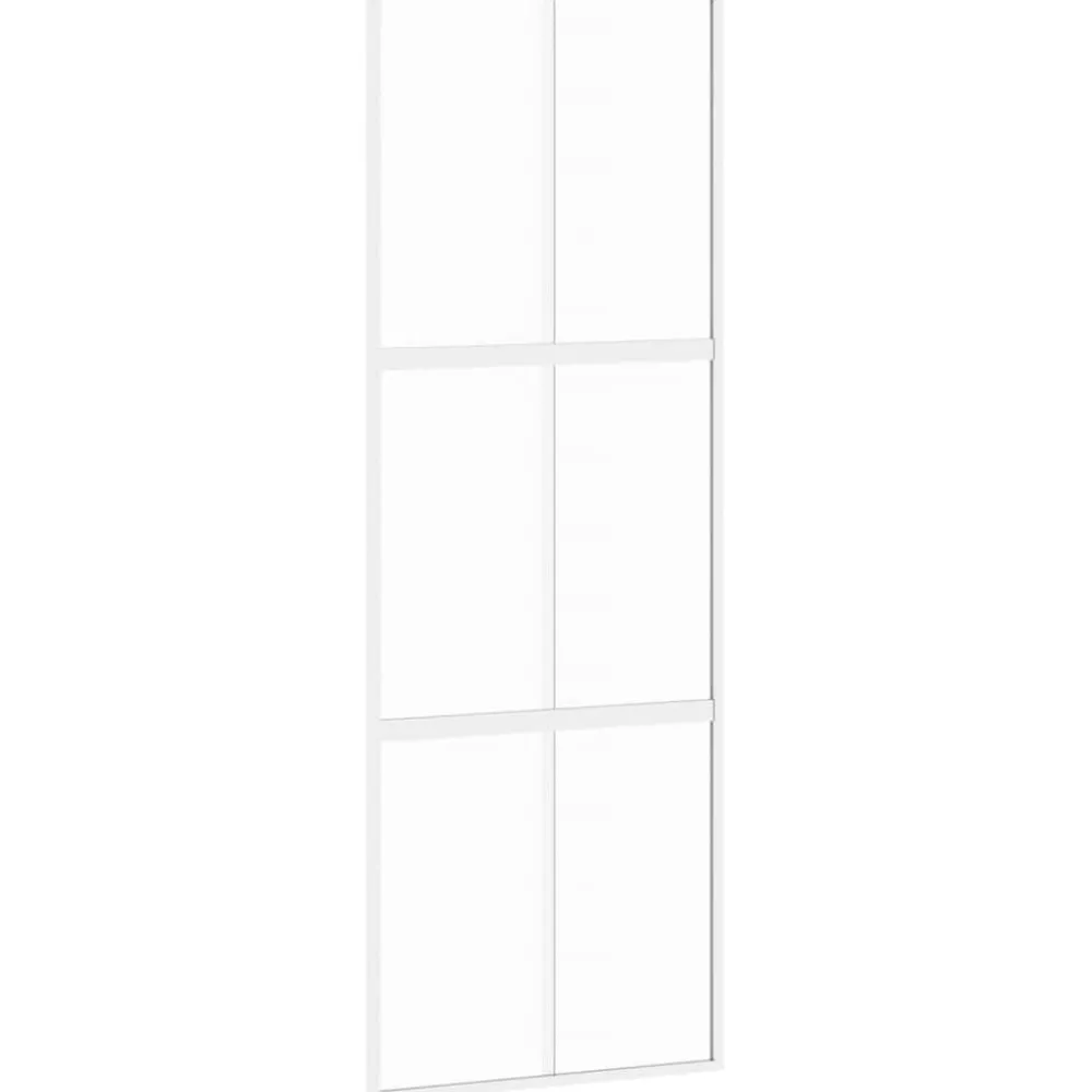 Matériaux De Construction-vidaXL Porte coulissante blanc 76x205 cm verre trempé aluminium Blanc et transparent