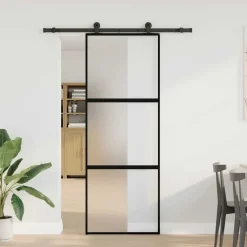 vidaXL Porte coulissante kit de quincaillerie trempé verre aluminium