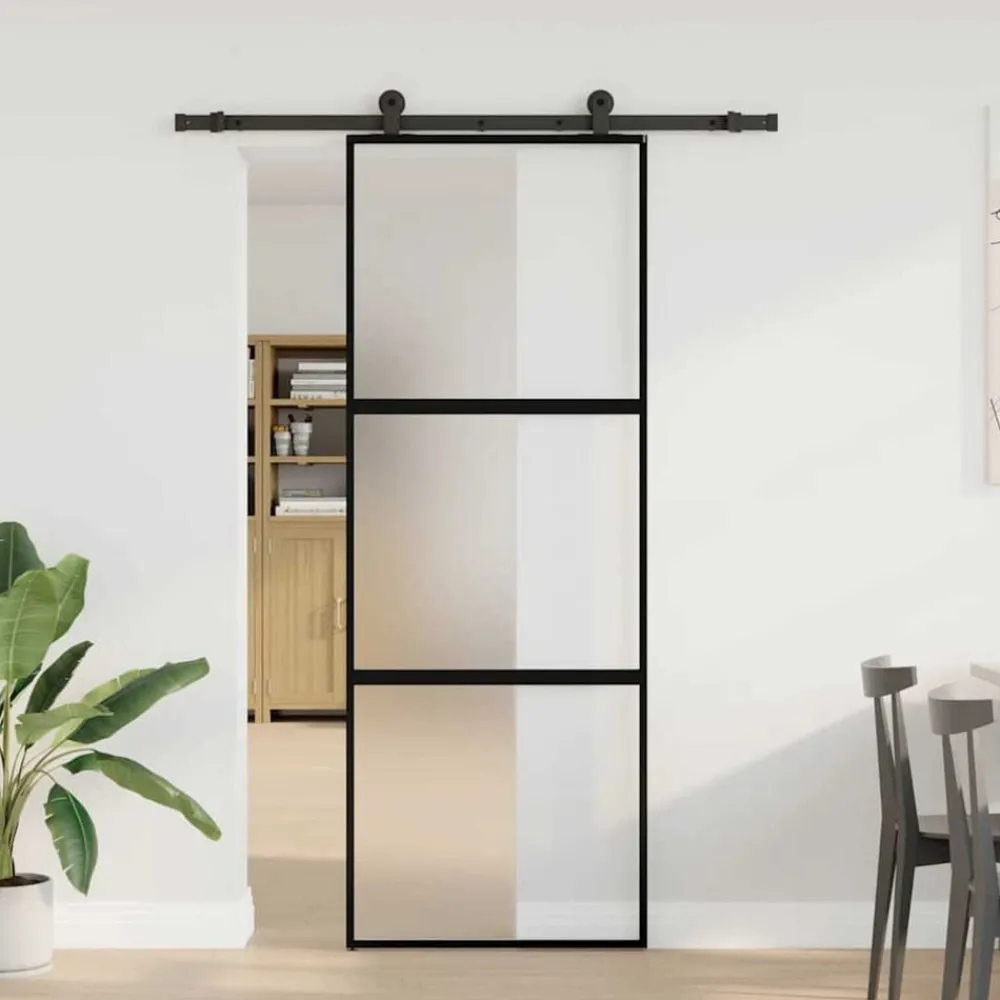 vidaXL Porte coulissante kit de quincaillerie trempé verre aluminium