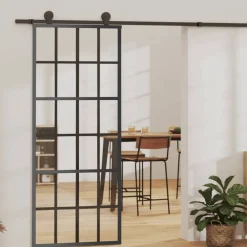 Matériaux De Construction-vidaXL Porte coulissante Verre ESG et aluminium 76x205 cm Noir