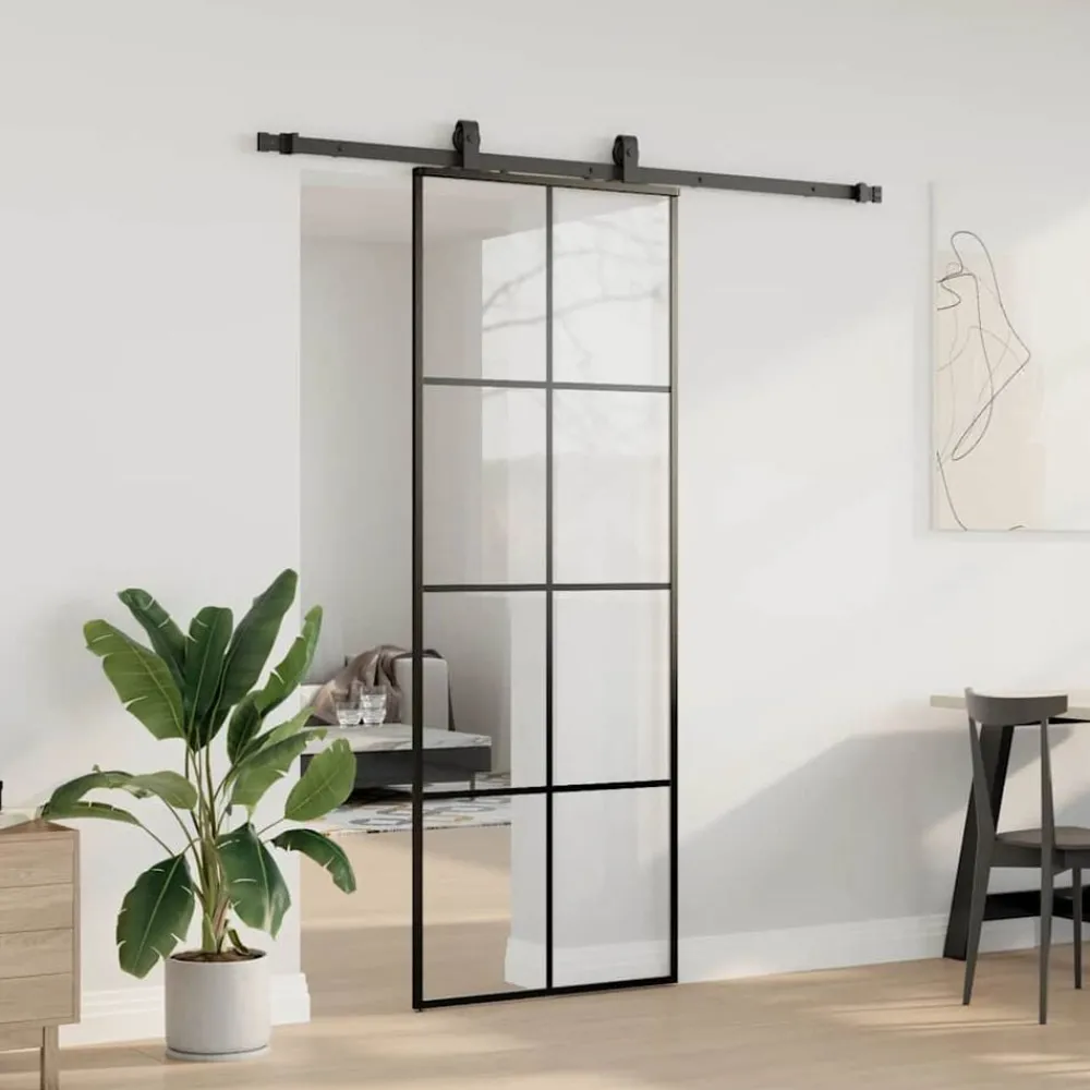 vidaXL Porte coulissante kit de quincaillerie 76x205 cm verre ESG