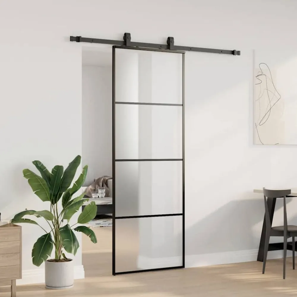 vidaXL Porte coulissante kit de quincaillerie 76x205 cm verre ESG
