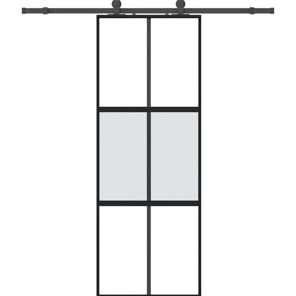 vidaXL Porte coulissante kit quincaillerie noir 76x205 cm verre trempé