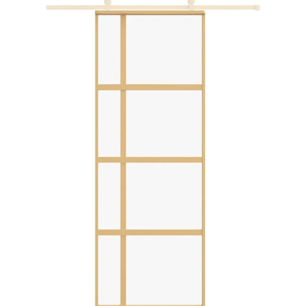 Matériaux De Construction-vidaXL Porte coulissante 76x205 cm verre ESG clair et aluminium Doré