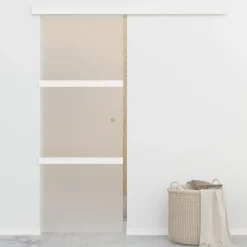 Matériaux De Construction-vidaXL Porte coulissante à butées Verre ESG et aluminium 76x205 cm