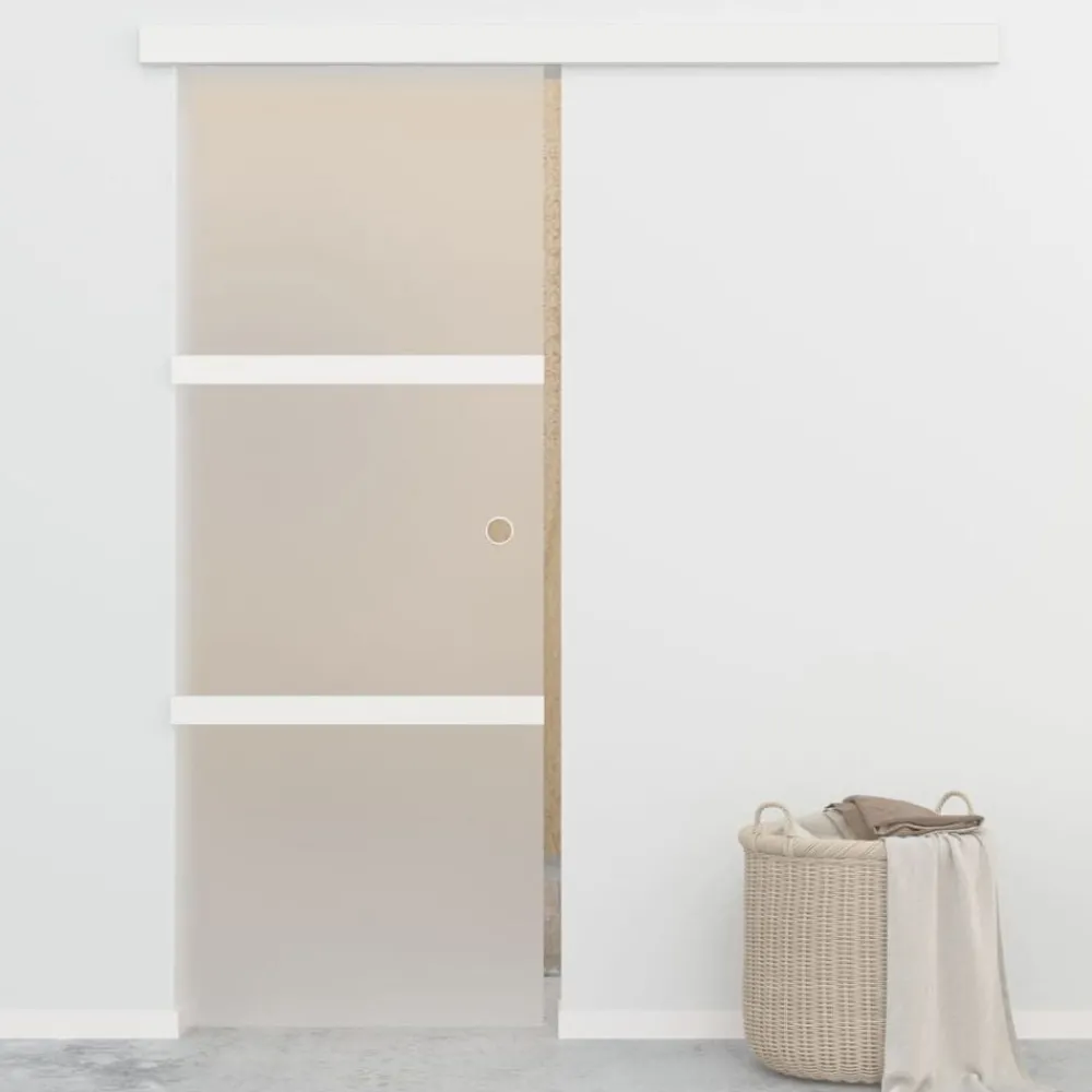 Matériaux De Construction-vidaXL Porte coulissante à butées Verre ESG et aluminium 76x205 cm