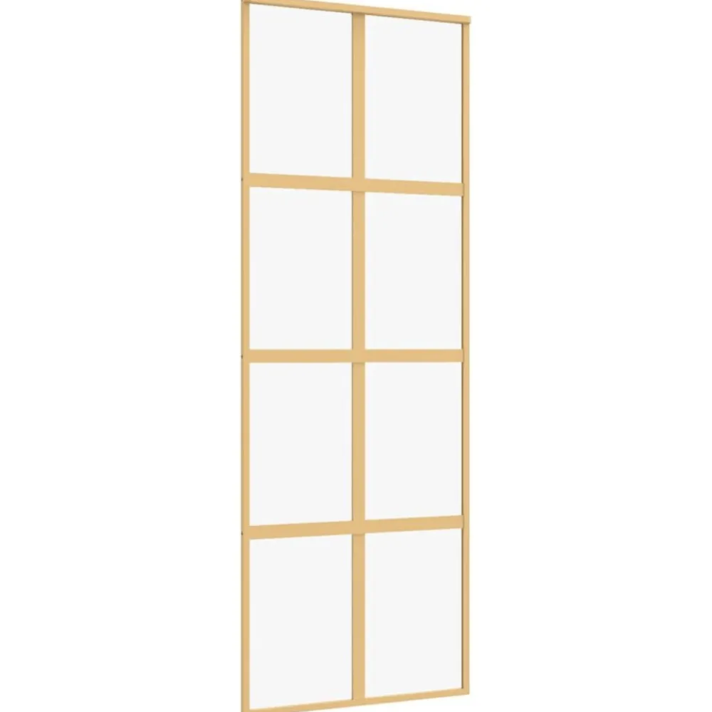 Matériaux De Construction-vidaXL Porte coulissante 76x205 cm verre ESG clair et aluminium Doré