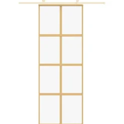 Matériaux De Construction-vidaXL Porte coulissante 76x205 cm verre ESG clair et aluminium Doré