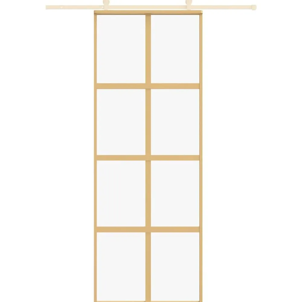Matériaux De Construction-vidaXL Porte coulissante 76x205 cm verre ESG clair et aluminium Doré