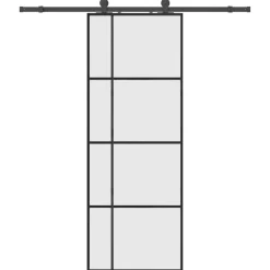 vidaXL Porte coulissante kit de quincaillerie noir 76x205 cm verre ESG