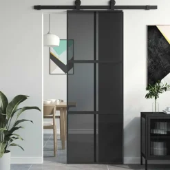 vidaXL Porte coulissante 76x205 cm verre trempé aluminium