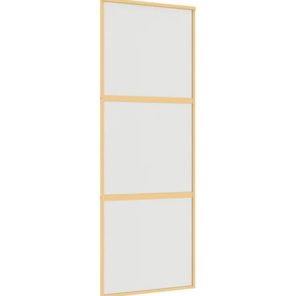 vidaXL Porte coulissante doré 76x205 cm verre ESG dépoli et aluminium