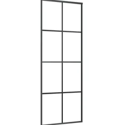 Matériaux De Construction-vidaXL Porte coulissante Aluminium et verre ESG 76x205 cm Noir
