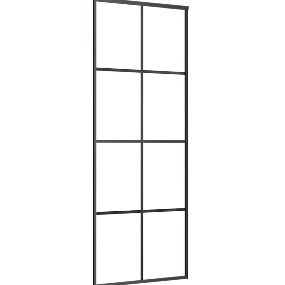 Matériaux De Construction-vidaXL Porte coulissante Aluminium et verre ESG 76x205 cm Noir
