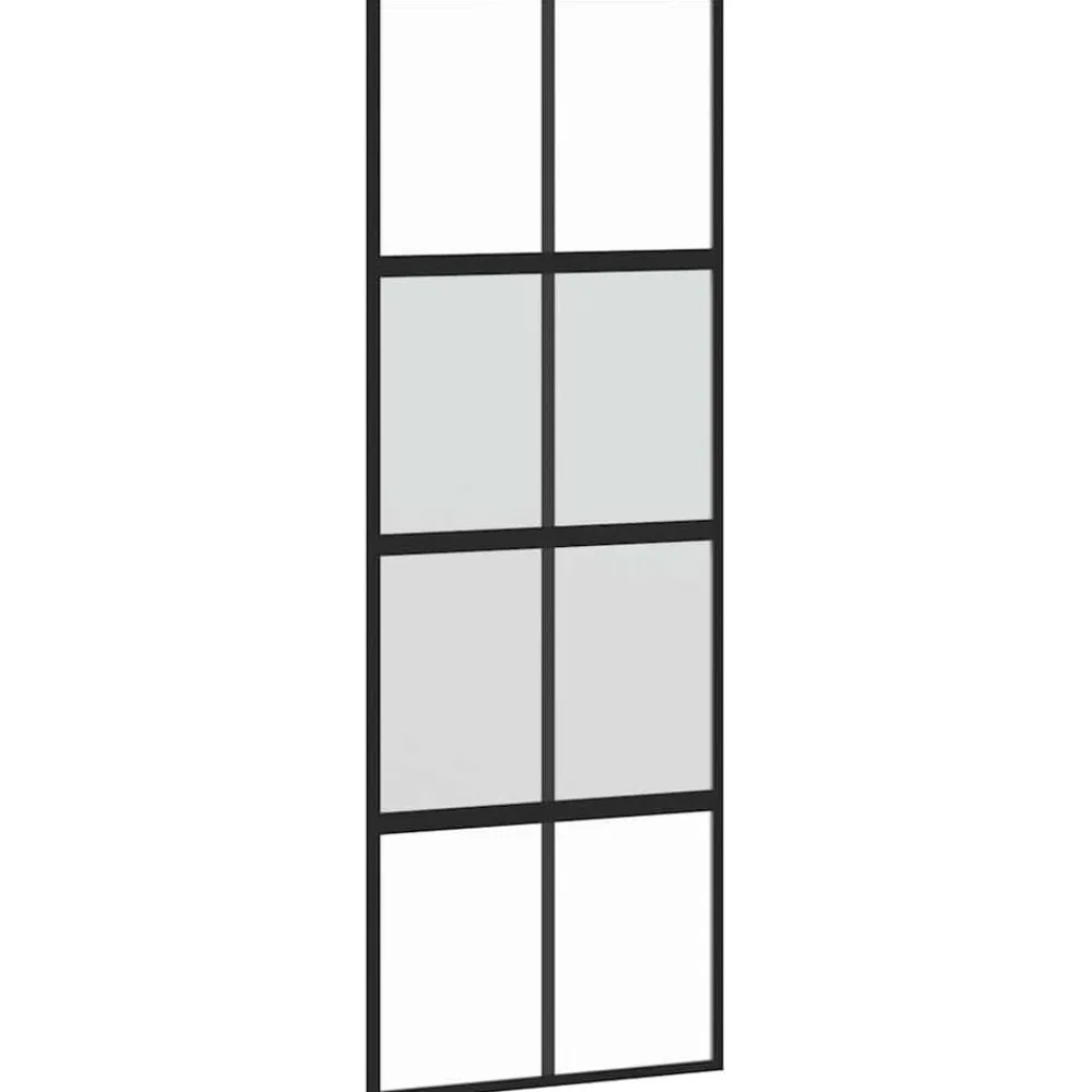 Matériaux De Construction-vidaXL Porte coulissante 76x205 cm verre trempé aluminium Noir