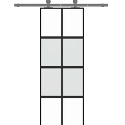 Matériaux De Construction-vidaXL Porte coulissante 76x205 cm verre trempé aluminium Noir