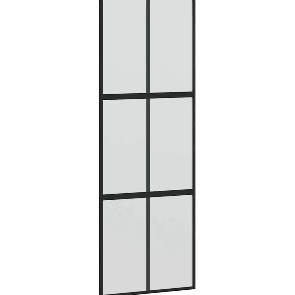 vidaXL Porte coulissante noir 76x205 cm verre trempé aluminium