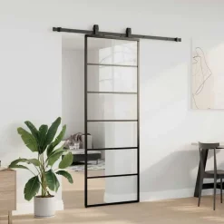 vidaXL Porte coulissante kit de quincaillerie noir 76x205 cm verre ESG