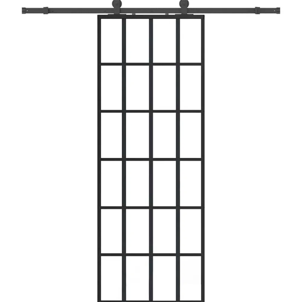 Matériaux De Construction-vidaXL Porte coulissante kit de quincaillerie noir 76x205 cm verre ESG