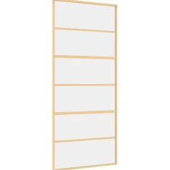 Matériaux De Construction-vidaXL Porte coulissante 90x205 cm verre ESG clair et aluminium Doré