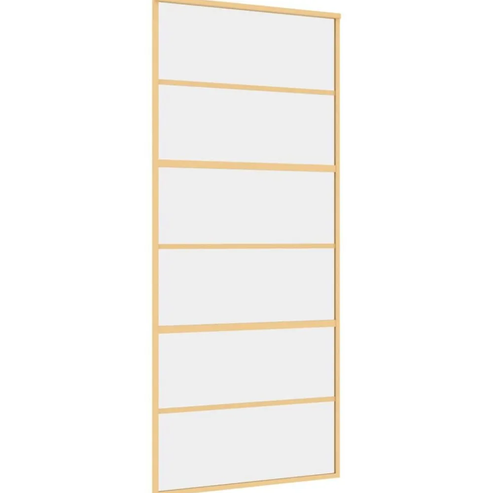 Matériaux De Construction-vidaXL Porte coulissante 90x205 cm verre ESG clair et aluminium Doré