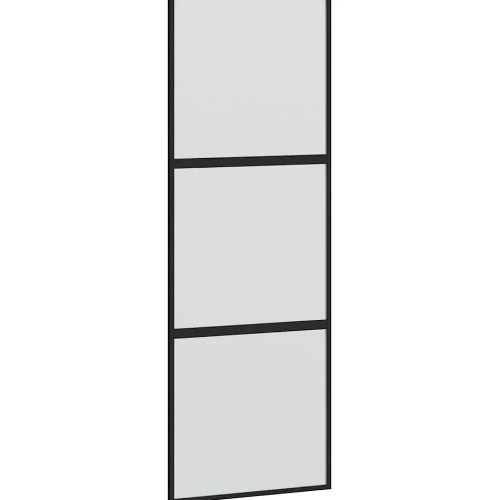 Matériaux De Construction-vidaXL Porte coulissante noir 76x205 cm verre trempé aluminium Noir et mat