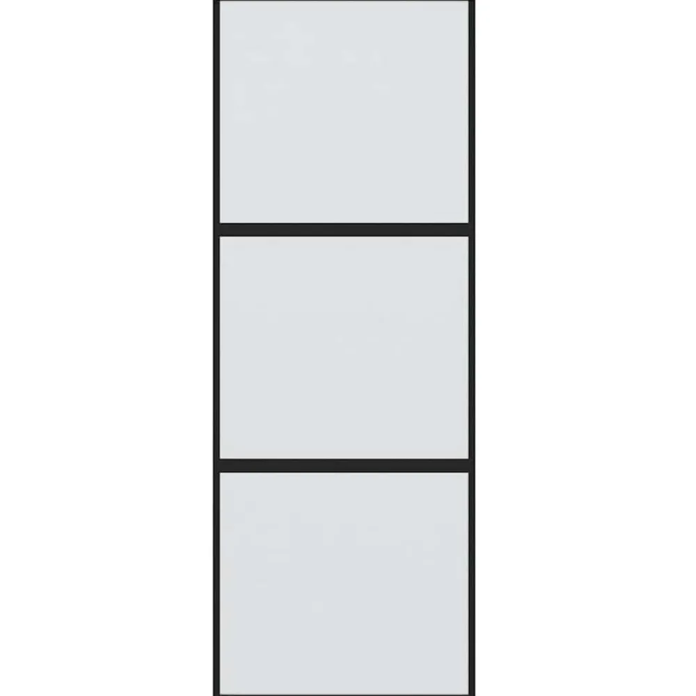 Matériaux De Construction-vidaXL Porte coulissante noir 76x205 cm verre trempé aluminium Noir et mat
