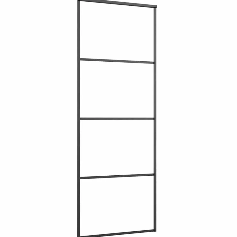 Matériaux De Construction-vidaXL Porte coulissante Verre ESG dépoli et aluminium 76x205 cm Noir