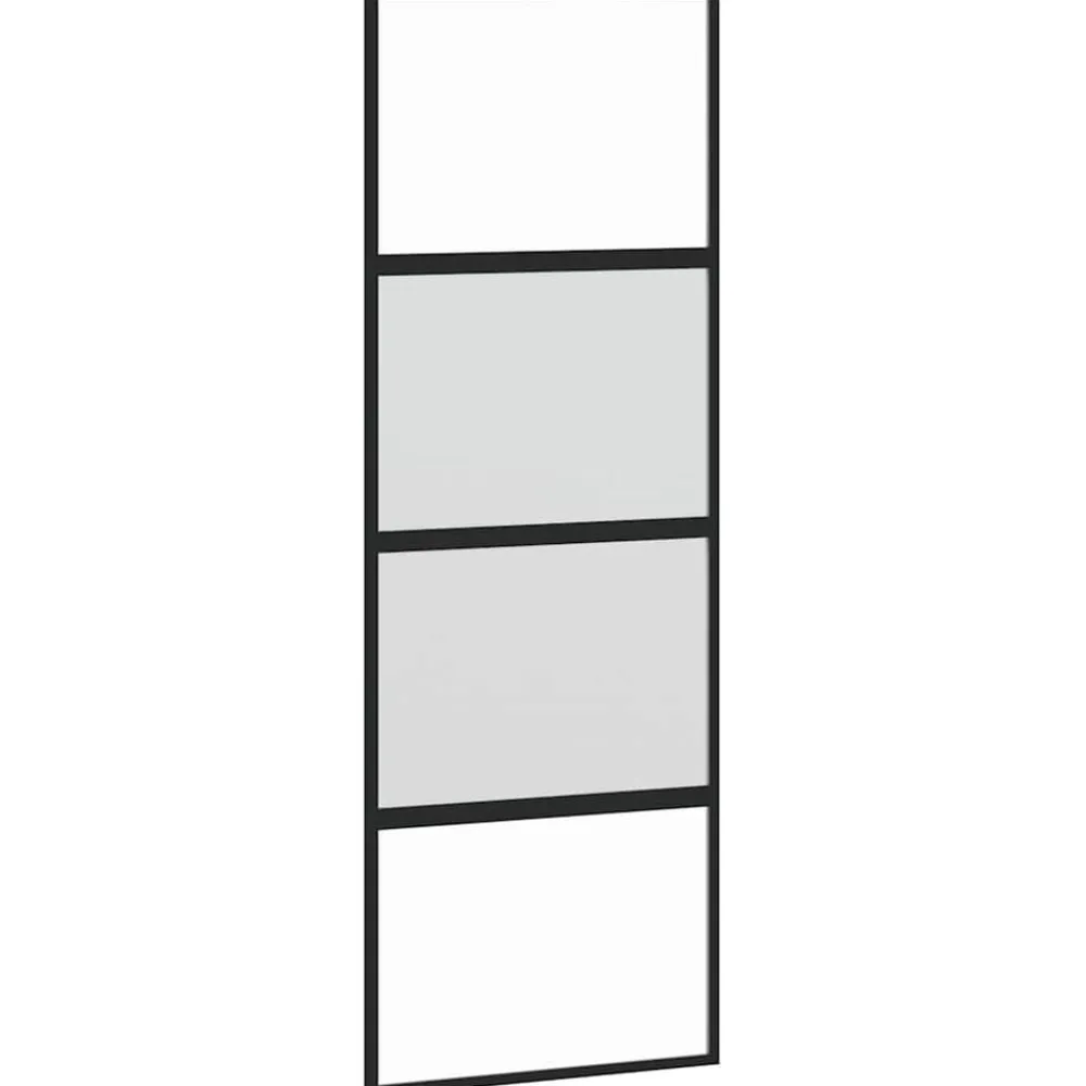 Matériaux De Construction-vidaXL Porte coulissante 76x205 cm verre trempé aluminium Noir