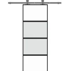 Matériaux De Construction-vidaXL Porte coulissante 76x205 cm verre trempé aluminium Noir