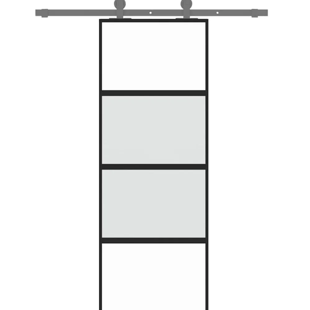 Matériaux De Construction-vidaXL Porte coulissante 76x205 cm verre trempé aluminium Noir