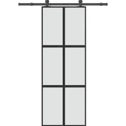 Matériaux De Construction-vidaXL Porte coulissante kit de quincaillerie trempé verre aluminium