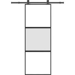 Matériaux De Construction-vidaXL Porte coulissante kit de quincaillerie trempé verre aluminium