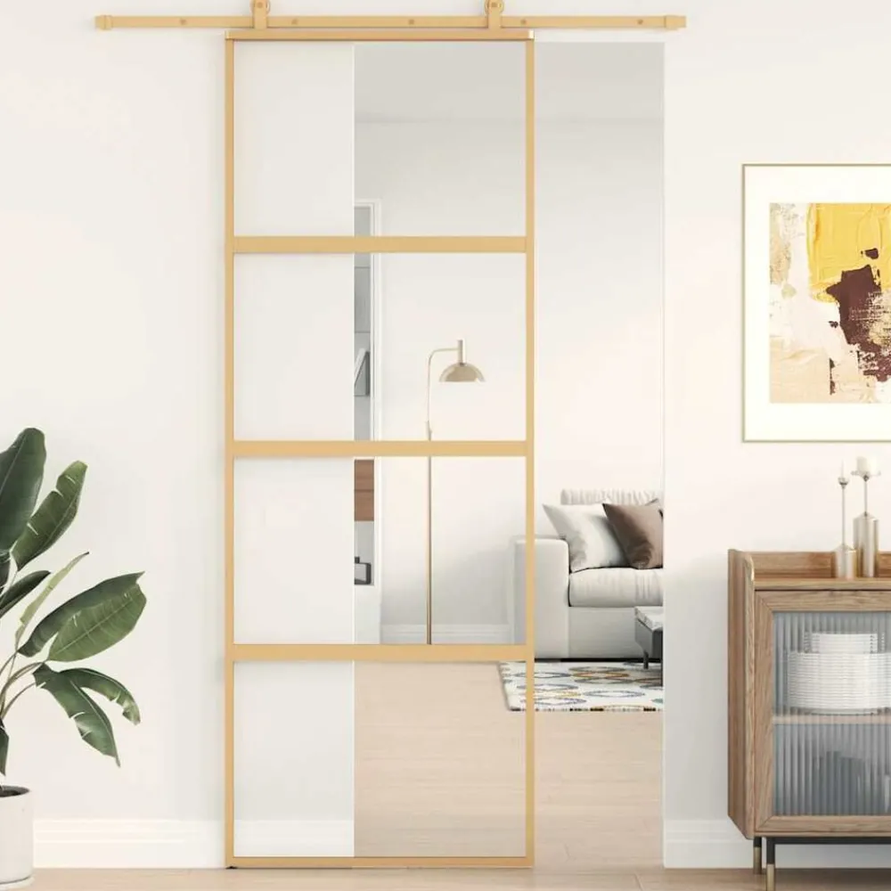 vidaXL Porte coulissante 76x205 cm verre ESG clair et aluminium