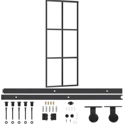 Matériaux De Construction-vidaXL Porte coulissante et quincaillerie Verre ESG/Aluminium 76x205cm
