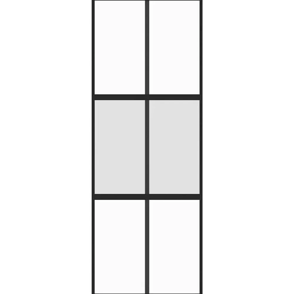 Matériaux De Construction-vidaXL Porte coulissante noir 76x205 cm verre trempé aluminium Noir & transparent & mat