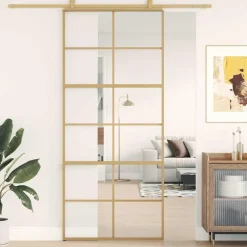 vidaXL Porte coulissante 90x205 cm verre ESG clair et aluminium
