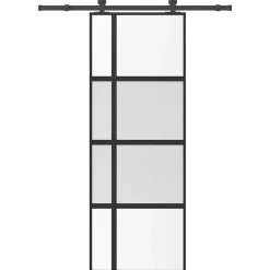 vidaXL Porte coulissante kit de quincaillerie trempé verre aluminium