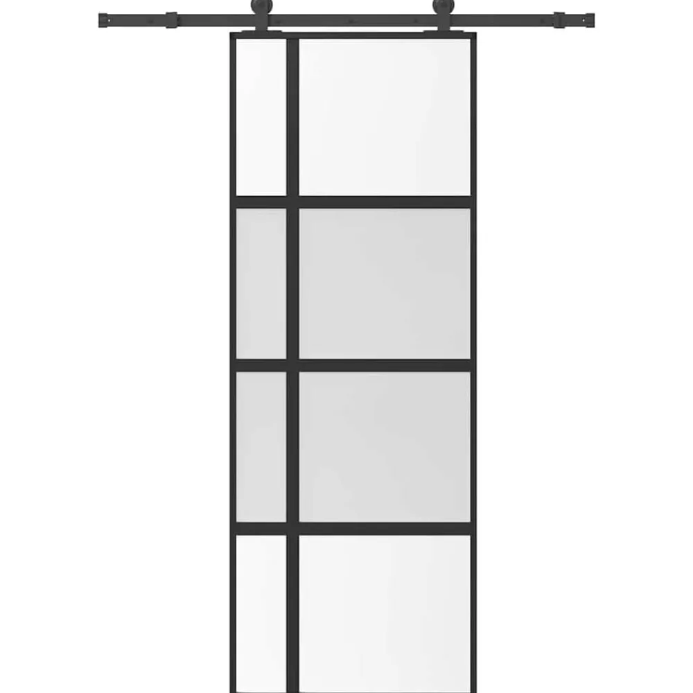 vidaXL Porte coulissante kit de quincaillerie trempé verre aluminium