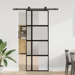 vidaXL Porte coulissante kit de quincaillerie trempé verre aluminium