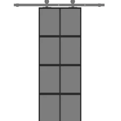 Matériaux De Construction-vidaXL Porte coulissante 76x205 cm verre trempé aluminium Noir